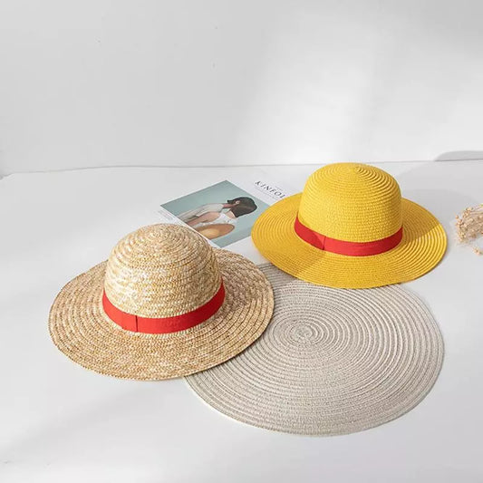 Anime 31/35cm Luffy Straw Hat Cosplay Adults Luffy Straw Cap Summer Sun Hat Accessories Cosplay Caps - MantoMart