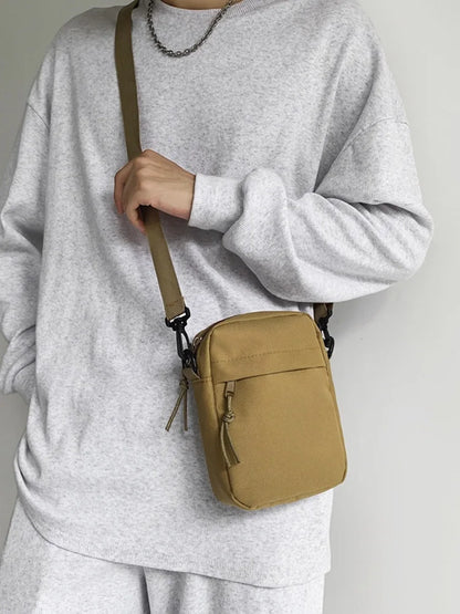 Anime Messenger Sling Bags For Men Casual Canvas Small Zipper Crossbody Pouch Simple Small Crossbody Shoulder Bag Men Bag - MantoMart