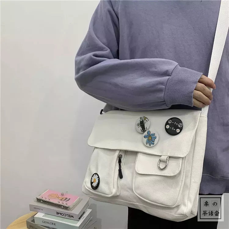 Anime Women Canvas Messenger Bag Youth Ladies Fashion Shoulder Bag Student Large Capacity Female Crossbody Bags Woman Packet - MantoMart
