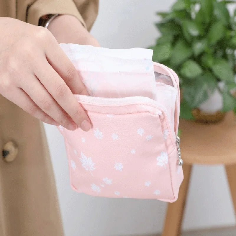 Anime Women Sanitary Napkin Tampon Storage Bag Cute Sanitary Pad Pouches Portable Makeup Lipstick Key Earphone Data Cables Organizer - MantoMart