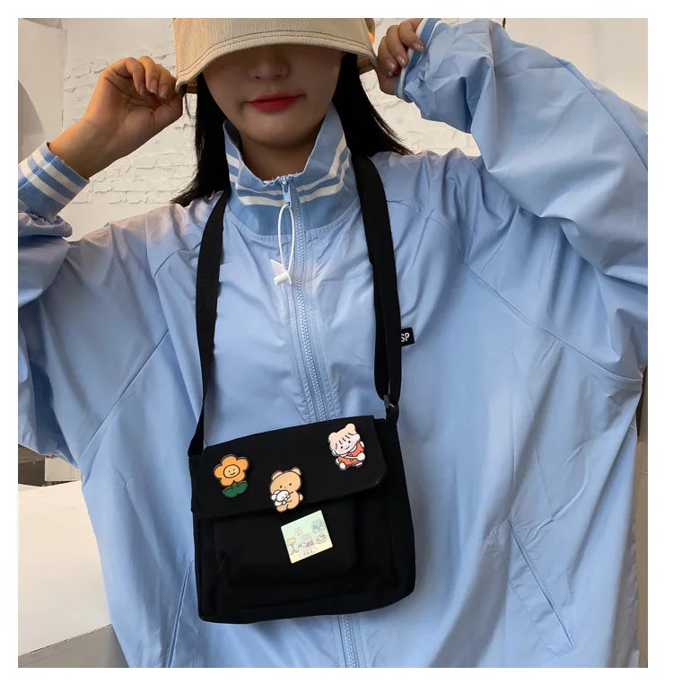 Anime Cute Canvas Small Bag Female New Japanese Diagonal Bag Wild Student Girl Shoulder Bag Bags for Women - MantoMart