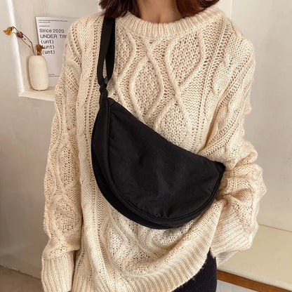 Anime Simple Design Women's Messenger Bag Fashion Ladies Nylon Hobos Small Shoulder Bags Vintage Female Girls Purse Cloth Handbags - MantoMart