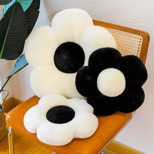 Anime Cute Stuffed Five Petal Flower Pillow Beautiful Flower Plush Seat Cushion 35/50cm Ins Sunflower - MantoMart