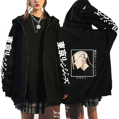 Anime Tokyo Revengers Print Hoodie Zip up Sweatshirt (premium) - MantoMart