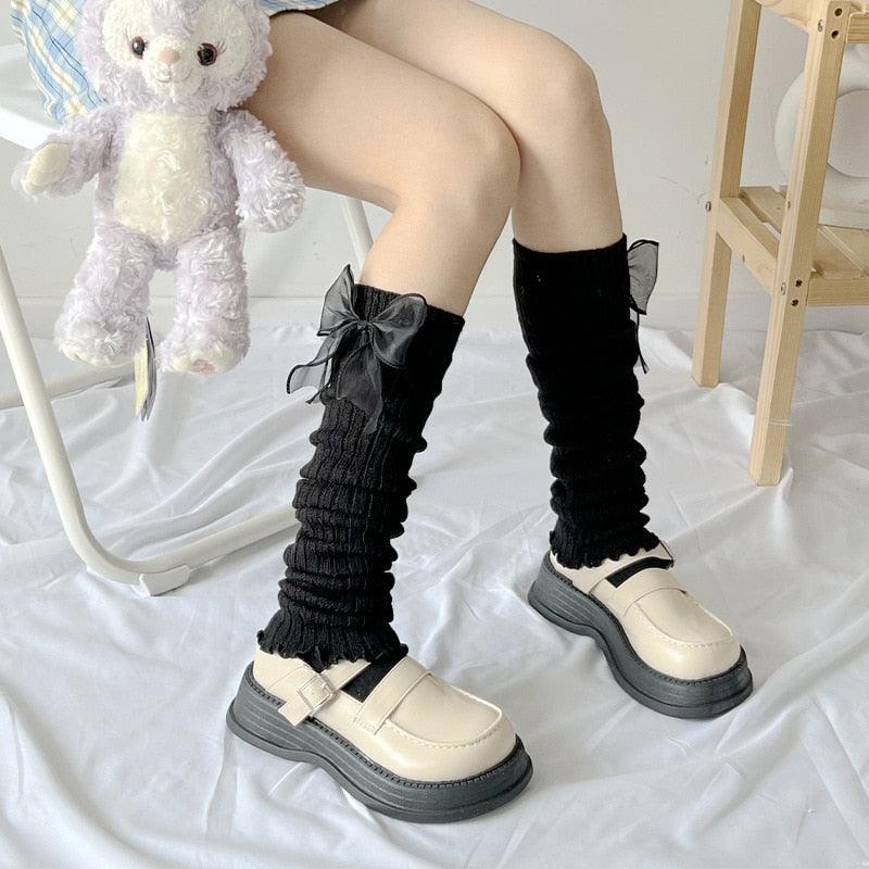 Anime Japanese Style Lolita Bow Tie Leg Warmers for women (best gift) - MantoMart